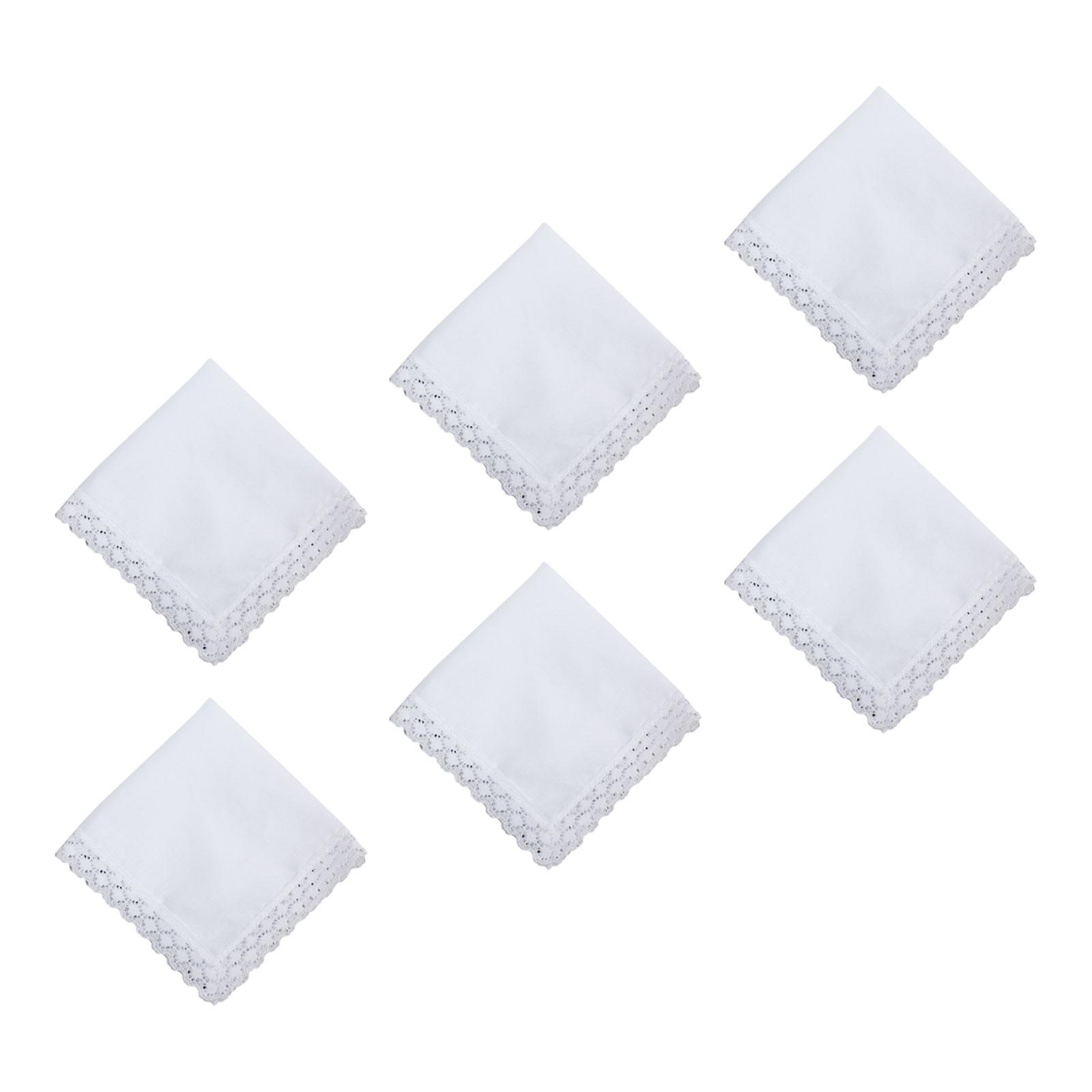 Handkerchief Cotton Men - 6x mouchoirs en dentelle blanche pure