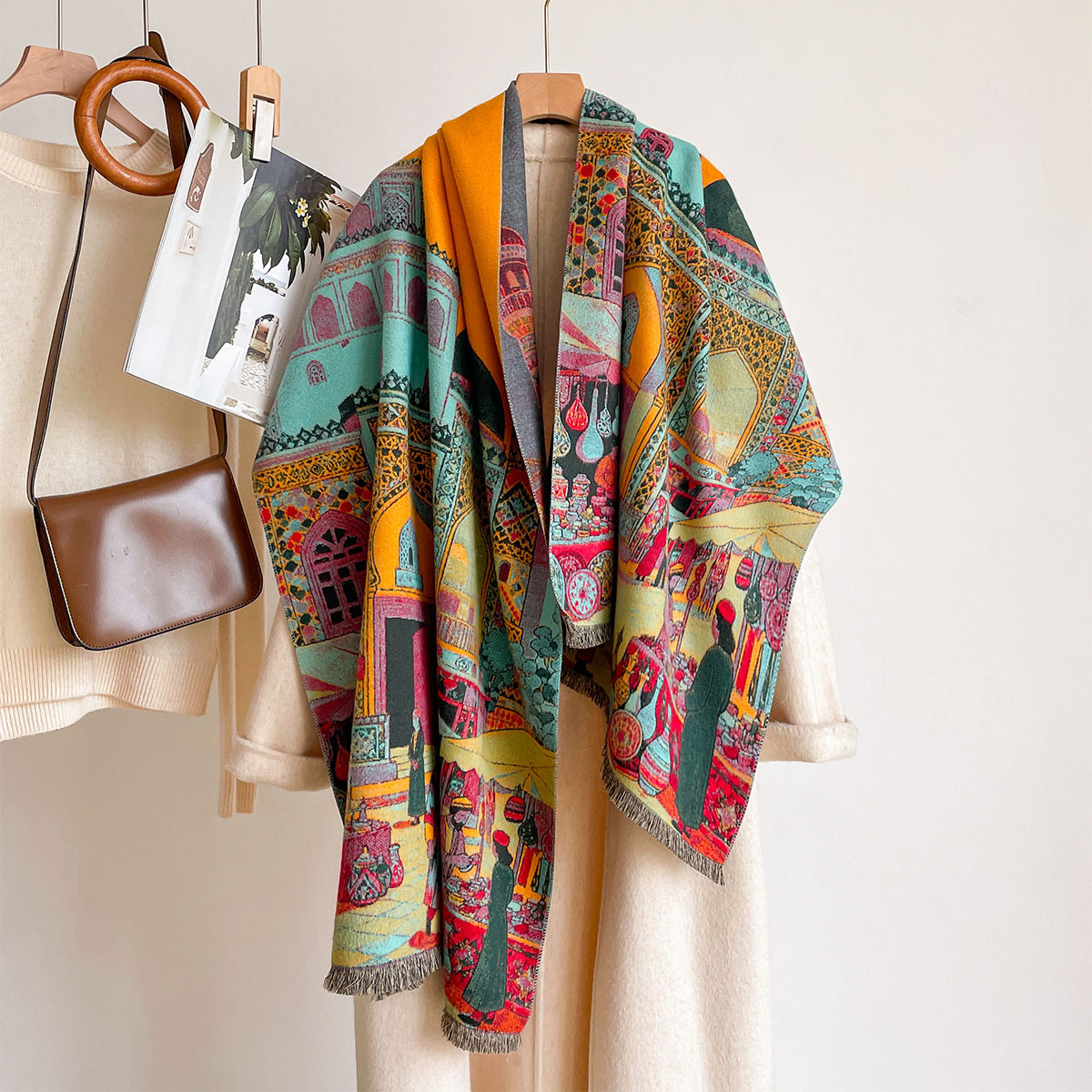 Pashmina Wrap Large - Écharpe en imitation cachemire pour femme,