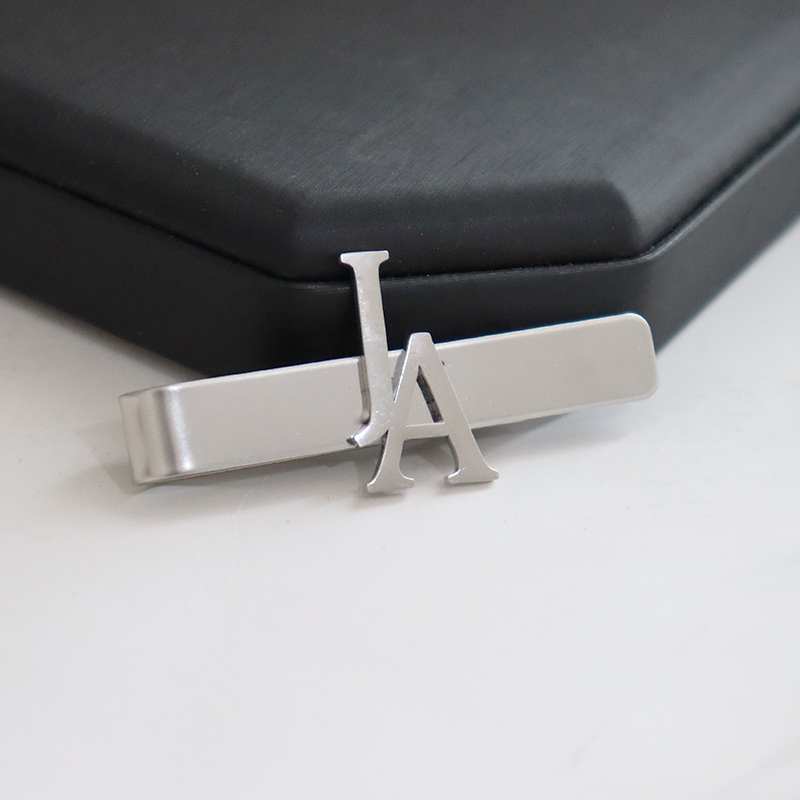 Tie Clip Silver - Bricolage lettre nom modèle 4.8*0.8 cm